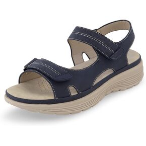 CUSHIONAIRE Women's Magee comfort footbed outdoor sandal with adjustable strap and +Memory Foam, Wide Widths Available