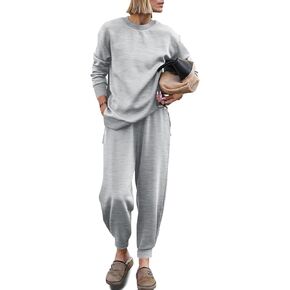 Aurgelmir Women's 2 Piece Outfit Sweatsuits Oversized Long Sleeve Sweatshirts and Jogger Pants Tracksuits Set in Kuwait