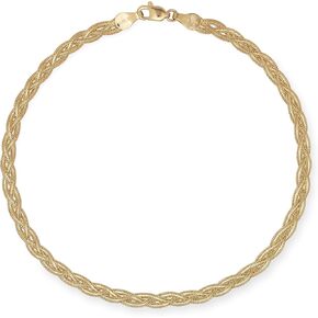 JewelryWeb 14k Gold 10-inch Braided Foxtail Anklet Ankle Bracelet (yellow or white gold)