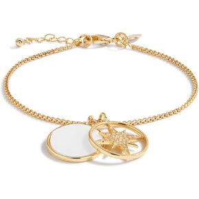 Katie Loxton Perla Mother of Pearl Star Womens Gold Plated 9.5 Inch Adjustable Charm Bracelet Pave Crystal Star, 9.5 Inch, Metal, not known in Kuwait