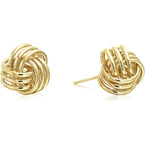 14k Gold Love Knot Stud Earrings, 11mm Diameter, Push-Back