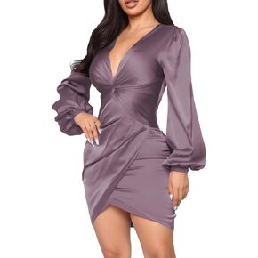 LightlyKiss Women's Long Sleeve Wedding Guest Dresses Sexy Fashion Mid Length Club Party Dress in Kuwait