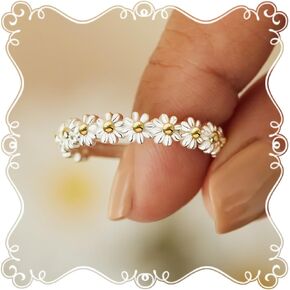 أنا أفكر فيك كل خاتم ديزي صغير أنيق بسيط زهرة خاتم 925 الفضة الاسترليني خواتم التراص خواتم للنساء خواتم عادية حساسة كل يوم خاتم الراحة تناسب العصابات الدائري للفتيات والنساء in Kuwait