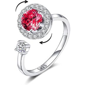 TOSGMY 925 الفضة الاسترليني الململة جوهرة خواتم للنساء حلقات قابلة للتعديل حلقات مفتوحة الدوار الدائري كوكبة شهر خاتم عيد ميلاد عيد الحب هدية مجوهرات للمرأة in Kuwait