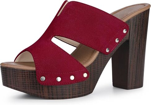 Perphy Platform Slip on Block High Heels Slides Sandals for Women in Saudi Arabia