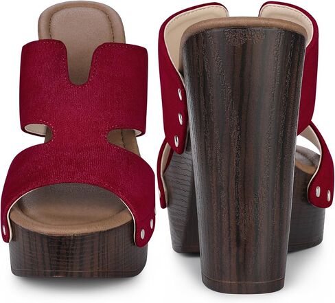 Perphy Platform Slip on Block High Heels Slides Sandals for Women in Saudi Arabia