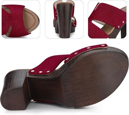Perphy Platform Slip on Block High Heels Slides Sandals for Women in Saudi Arabia