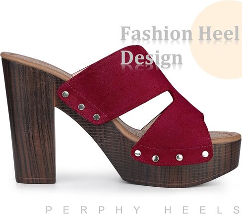 Perphy Platform Slip on Block High Heels Slides Sandals for Women in Saudi Arabia