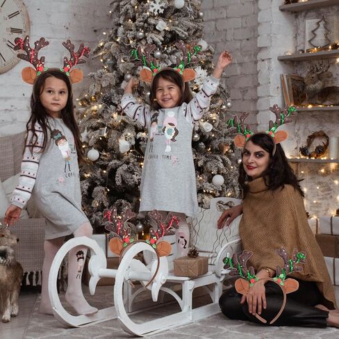 conehoy 10 قطع قرون الرنة عقال براون عيد الميلاد آذان الرنة مع بريق الترتر خوذة عصابات الشعر الغزلان للأطفال البالغين عيد الميلاد حزب تفضل تأثيري حلي اللوازم in Kuwait