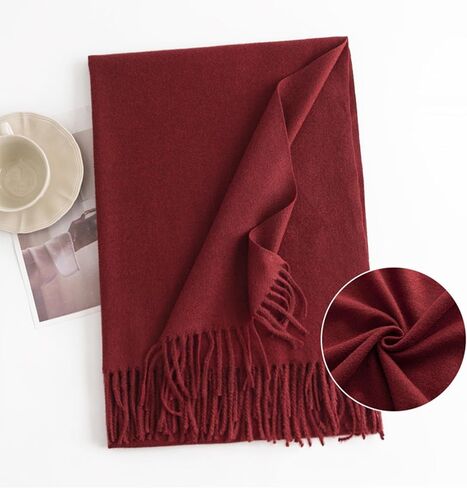 EVECLIOO Women Winter Red Scarf, Soft Shawl Wraps with Tassels, Cashmere Feel Classic Scarves for Christmas in Kuwait