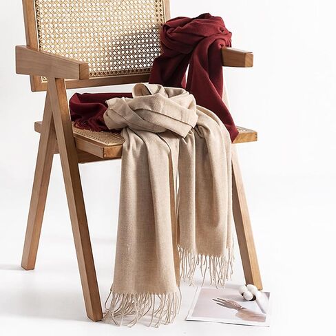 EVECLIOO Women Winter Red Scarf, Soft Shawl Wraps with Tassels, Cashmere Feel Classic Scarves for Christmas in Kuwait