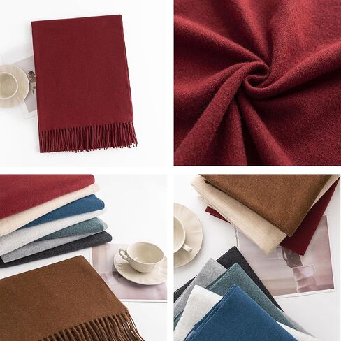 EVECLIOO Women Winter Red Scarf, Soft Shawl Wraps with Tassels, Cashmere Feel Classic Scarves for Christmas in Kuwait