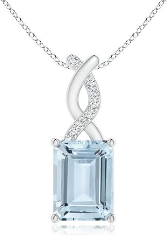 Angara Natural Aquamarine Solitaire Pendant Necklace for Women, Girls in 14K Solid Gold/Sterling Silver | March Birthstone | Jewelry Gift for Her | Birthday|Wedding Anniversary in Saudi Arabia