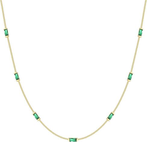 LOUISA SECRET Valentine's Day Gift Birthstone Necklaces for Women, 14K Gold Plated Dainty Simple Necklace, 925 Sterling Silver Birthday Anniversary Jewelry Gift for Girls Women Mom Mother in Saudi Arabia