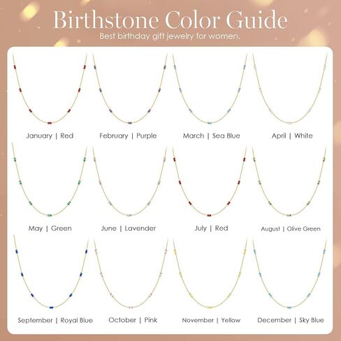 LOUISA SECRET Valentine's Day Gift Birthstone Necklaces for Women, 14K Gold Plated Dainty Simple Necklace, 925 Sterling Silver Birthday Anniversary Jewelry Gift for Girls Women Mom Mother in Saudi Arabia