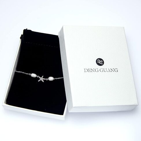 DENGGUANG Ankle Bracelets for Women, Freshwater White Pearl 925 Sterling Silver Anklets Gifts for Wife Girlfriend Hypoallergenic in Kuwait