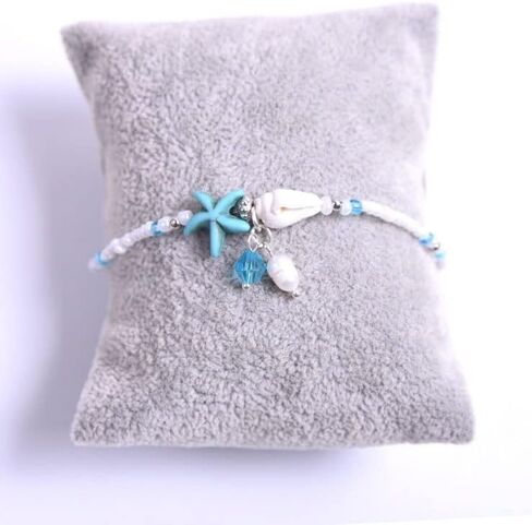 Luxcastle Boho Starfish Anklet Pearl Conch Pendant Ankle Foot Chain Summer Beach Anklets Foot Jewelry for Women and Girls in Kuwait