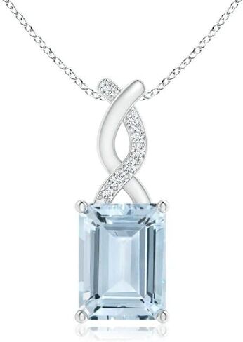 Angara Natural Aquamarine Solitaire Pendant Necklace for Women, Girls in 14K Solid Gold/Sterling Silver | March Birthstone | Jewelry Gift for Her | Birthday|Wedding Anniversary in Saudi Arabia