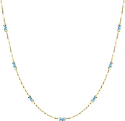 LOUISA SECRET Valentine's Day Gift Birthstone Necklaces for Women, 14K Gold Plated Dainty Simple Necklace, 925 Sterling Silver Birthday Anniversary Jewelry Gift for Girls Women Mom Mother in Saudi Arabia
