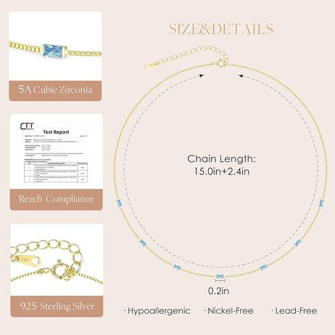 LOUISA SECRET Valentine's Day Gift Birthstone Necklaces for Women, 14K Gold Plated Dainty Simple Necklace, 925 Sterling Silver Birthday Anniversary Jewelry Gift for Girls Women Mom Mother in Saudi Arabia