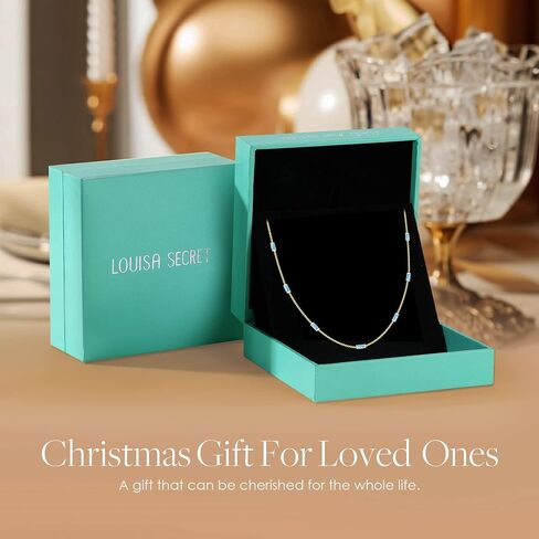 LOUISA SECRET Valentine's Day Gift Birthstone Necklaces for Women, 14K Gold Plated Dainty Simple Necklace, 925 Sterling Silver Birthday Anniversary Jewelry Gift for Girls Women Mom Mother in Saudi Arabia