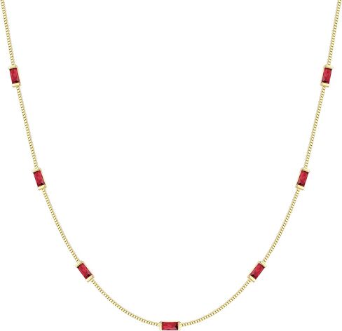 LOUISA SECRET Valentine's Day Gift Birthstone Necklaces for Women, 14K Gold Plated Dainty Simple Necklace, 925 Sterling Silver Birthday Anniversary Jewelry Gift for Girls Women Mom Mother in Saudi Arabia