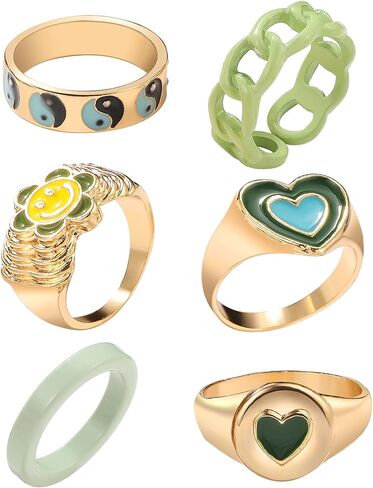 17 MILE Chunky Rings Colorful, Trendy Resin Acrylic Open Stackable Finger Knuckle Y2K Rings for Women (Color 5) in Kuwait