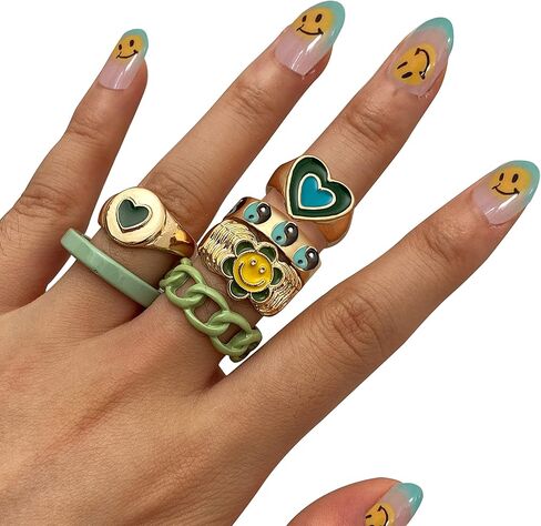 17 MILE Chunky Rings Colorful, Trendy Resin Acrylic Open Stackable Finger Knuckle Y2K Rings for Women (Color 5) in Kuwait