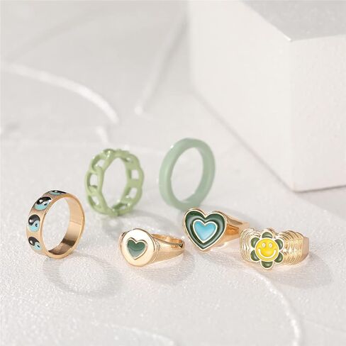 17 MILE Chunky Rings Colorful, Trendy Resin Acrylic Open Stackable Finger Knuckle Y2K Rings for Women (Color 5) in Kuwait