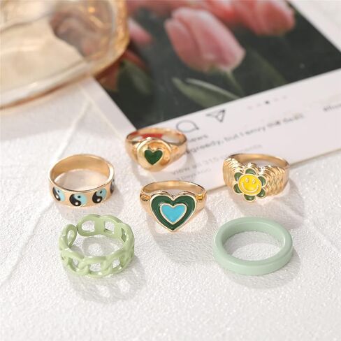 17 MILE Chunky Rings Colorful, Trendy Resin Acrylic Open Stackable Finger Knuckle Y2K Rings for Women (Color 5) in Kuwait