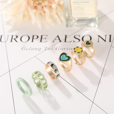 17 MILE Chunky Rings Colorful, Trendy Resin Acrylic Open Stackable Finger Knuckle Y2K Rings for Women (Color 5) in Kuwait