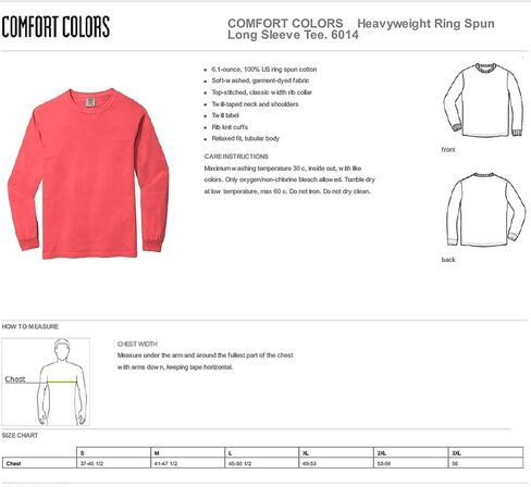 Comfort Colors Adult Long Sleeve Tee, Style 6014 in Saudi Arabia