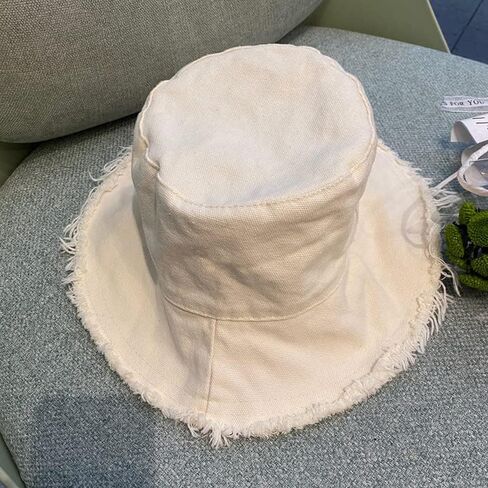 قبعة دلو للحماية من أشعة الشمس المغسولة للشاطئ من القطن المغسول - قبعة صيفية ذات حافة واسعة للشاطئ (الحجم: S-M) in Kuwait