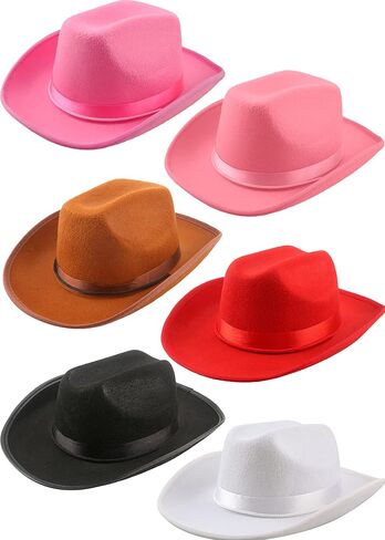 SGBETTER 6 Pack Kids Felt Cowboy Hats Western Cowgirl Hat with Adjustable Drawstring for Boys Girls Cowboy Birthday Party in Saudi Arabia