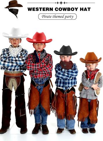 SGBETTER 6 Pack Kids Felt Cowboy Hats Western Cowgirl Hat with Adjustable Drawstring for Boys Girls Cowboy Birthday Party in Saudi Arabia
