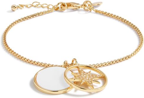 Katie Loxton Perla Mother of Pearl Star Womens Gold Plated 9.5 Inch Adjustable Charm Bracelet Pave Crystal Star, 9.5 Inch, Metal, not known in Kuwait