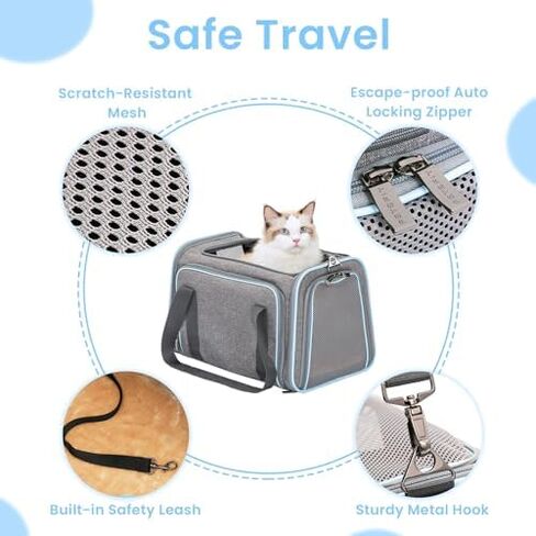 حاملات أرنب قابلة للتوسيع من Petsfit، حاملة حيوانات أليفة معتمدة من شركة الطيران مقاس 16 بوصة مع امتدادين، وسادة ناعمة قابلة للغسل، رأس سحاب ذاتي القفل، حبل أمان مدمج، مناسب للسفر in Kuwait