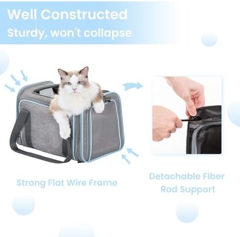 حاملات أرنب قابلة للتوسيع من Petsfit، حاملة حيوانات أليفة معتمدة من شركة الطيران مقاس 16 بوصة مع امتدادين، وسادة ناعمة قابلة للغسل، رأس سحاب ذاتي القفل، حبل أمان مدمج، مناسب للسفر in Kuwait