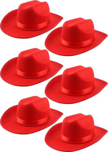 SGBETTER 6 Pack Kids Felt Cowboy Hats Western Cowgirl Hat with Adjustable Drawstring for Boys Girls Cowboy Birthday Party in Saudi Arabia