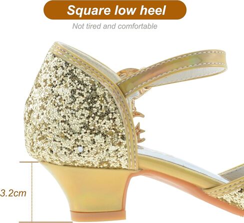 صنادل FLYFUPPY للفتيات ذات الزهور اللامعة أحذية رسمية للفتيات بكعب عالٍ لحفلات الزفاف للأطفال الصغار والصنادل الكبيرة in Kuwait