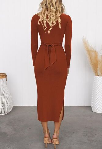 فستان TOLENY نسائي طويل الأكمام ومقطع متوسط ​​الطول لحفلات الكوكتيل in Kuwait