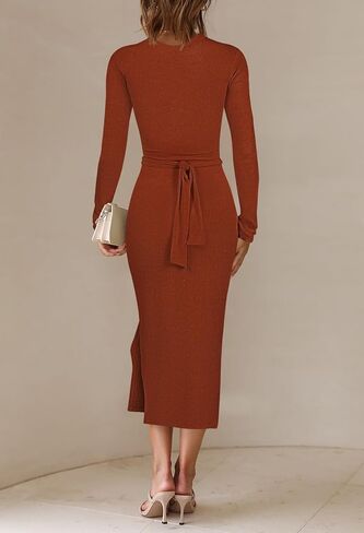 فستان TOLENY نسائي طويل الأكمام ومقطع متوسط ​​الطول لحفلات الكوكتيل in Kuwait