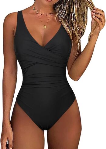 Firpearl Underwire One Piece Swimsuits for Women Twist V Neck Swimwear Ruched Tummy Control Bathing Suits in Saudi Arabia