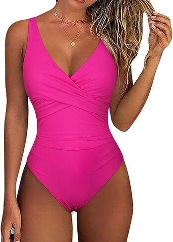 Firpearl Underwire One Piece Swimsuits for Women Twist V Neck Swimwear Ruched Tummy Control Bathing Suits in Saudi Arabia