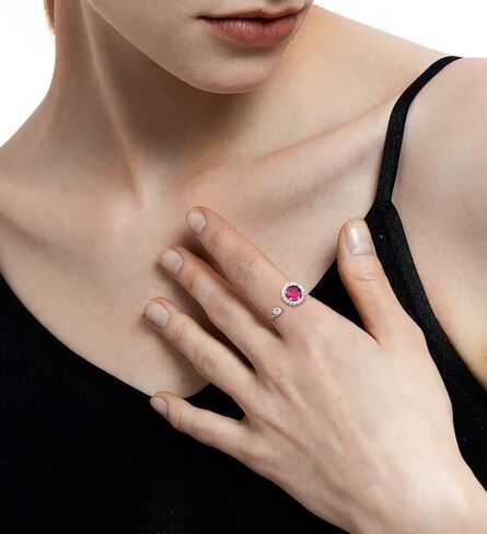 TOSGMY 925 الفضة الاسترليني الململة جوهرة خواتم للنساء حلقات قابلة للتعديل حلقات مفتوحة الدوار الدائري كوكبة شهر خاتم عيد ميلاد عيد الحب هدية مجوهرات للمرأة in Kuwait