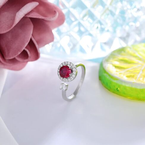 TOSGMY 925 الفضة الاسترليني الململة جوهرة خواتم للنساء حلقات قابلة للتعديل حلقات مفتوحة الدوار الدائري كوكبة شهر خاتم عيد ميلاد عيد الحب هدية مجوهرات للمرأة in Kuwait