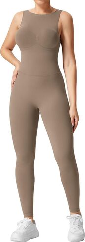 QOQ Sleeveless Jumpsuits for Women Seamless Backless One Piece Bodycon Scrunch Butt Casual Workout Romper in Saudi Arabia