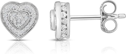 Natalia Drake 1/10 Cttw Small Diamond Stud Earrings for Women in Rhodium Plated 925 Sterling Silver Color H-I/Clarity I2-I3 in Saudi Arabia
