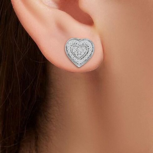 Natalia Drake 1/10 Cttw Small Diamond Stud Earrings for Women in Rhodium Plated 925 Sterling Silver Color H-I/Clarity I2-I3 in Saudi Arabia