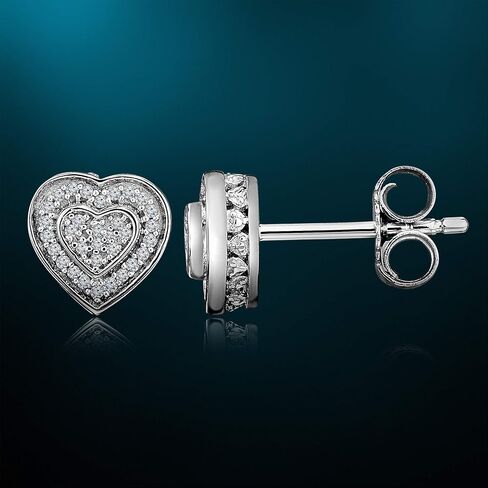 Natalia Drake 1/10 Cttw Small Diamond Stud Earrings for Women in Rhodium Plated 925 Sterling Silver Color H-I/Clarity I2-I3 in Saudi Arabia